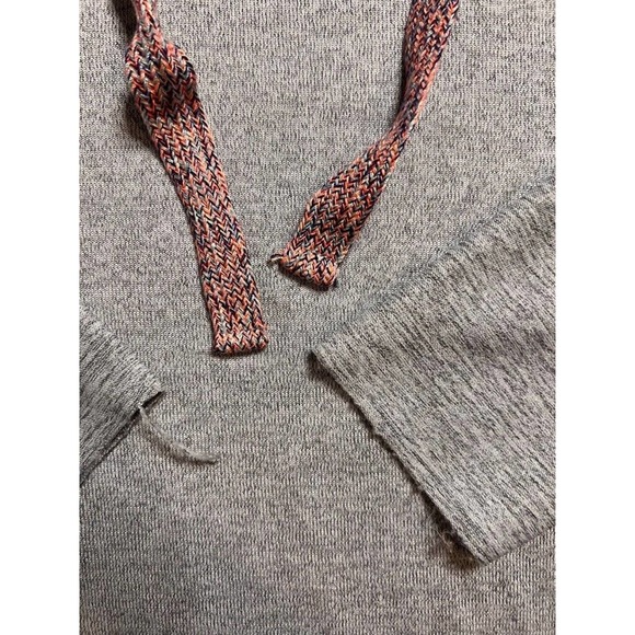 Hem & Thread Womens Hoodie Sweatshirt Gray Multicolor Pullover Marled V Neck M - Picture 2 of 10